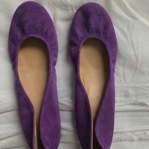 J. Crew Purple Suede Cece Baller Flats 9.5